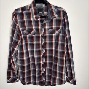 7 Diamonds Plaid Long Sleeve Shirt Mens LG Multicolor Dress Casual Button Up